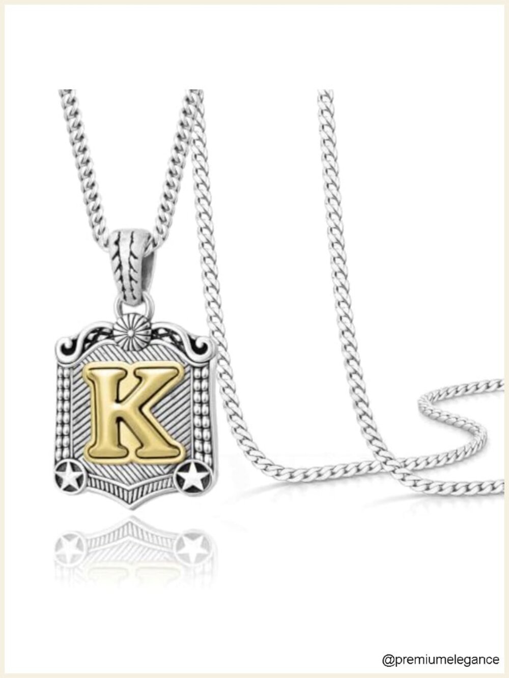 14K Gold Plated Letter Pendant Necklace with Silver Plated Chain